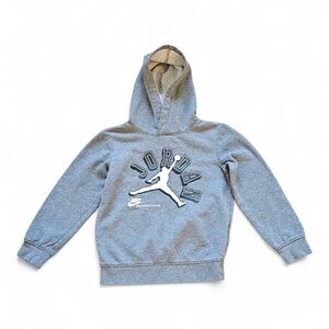Kids Nike Jordan Pullover Hoodie Grey Fleece Sweatshirt Size 8 Years